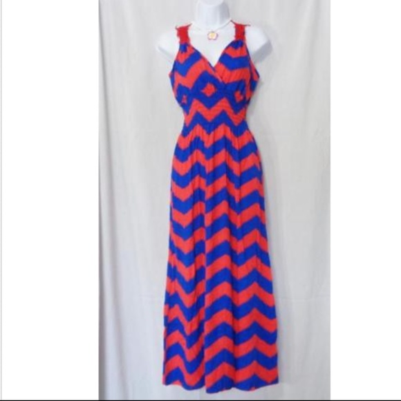 red and blue sundress